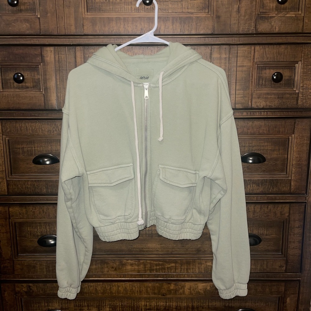 American Eagle Sage Green Zip Up